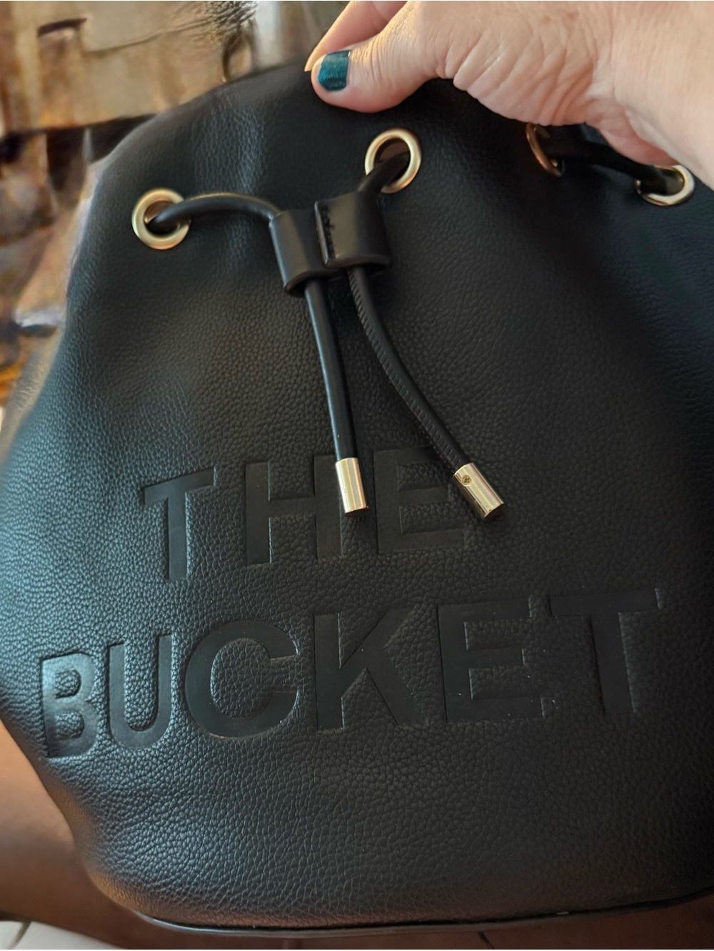Black 'The Bucket' Drawstring Bucket Bag